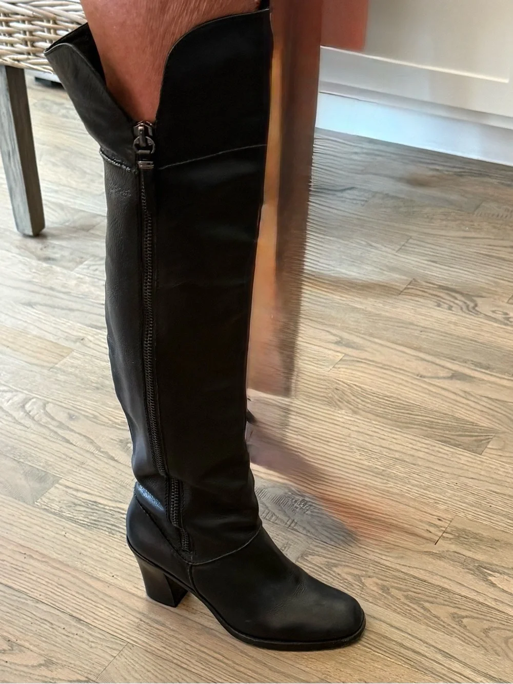 Via Spiga Black Over-the-Knee Leather Boots